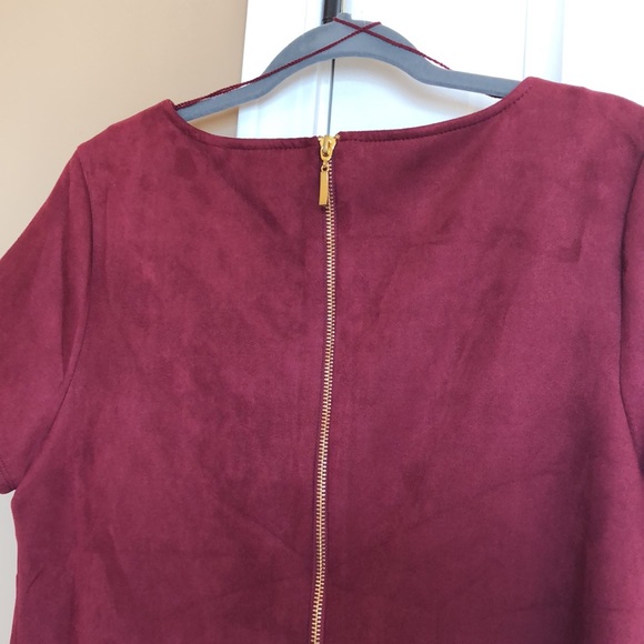 Ronni Nicole suede look short sleeve shift dress with gold back zipper; size 14 - Picture 5 of 8